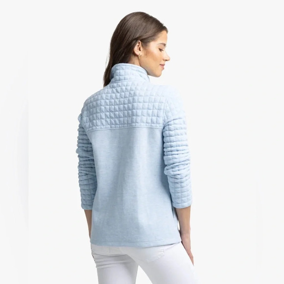 Southern Tide Kelsea Quilted Heather Pullover Color Dream Blue - Picture 3 of 8